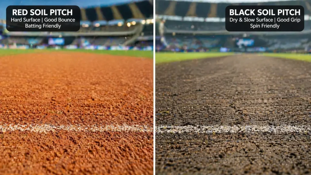 Ekana Stadium pitch red soil vs black soil comparison